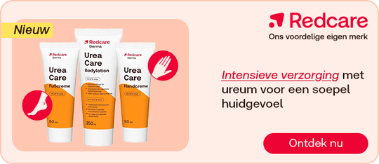 Redcare Urea Care verzorging met ureum voor droge huid, knop “Bestel nu”.