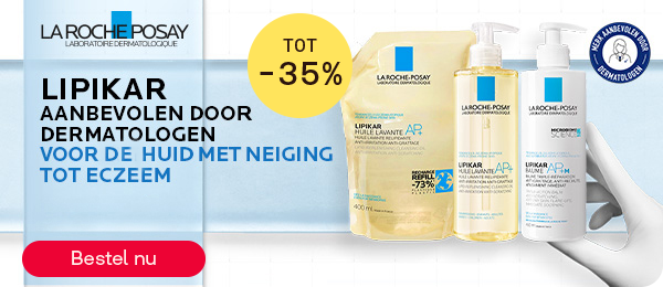 La Roche-Posay Lipikar verzorging tot -35% voor droge huid, knop “Bestel nu”.
