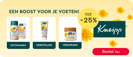 Kneipp voetverzorging tot -25% voor ontspannen en herstellen, knop “Bestel nu”.