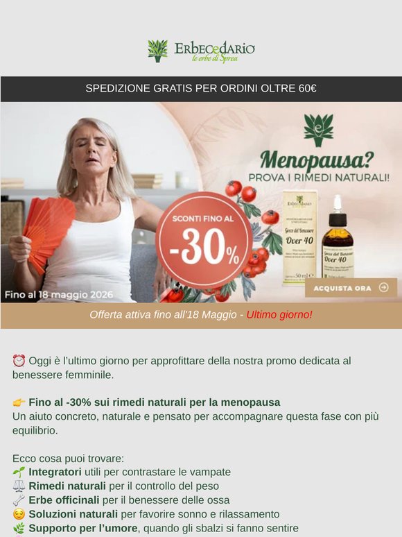 🌷 Menopausa serena? Ultime ore per la soluzione ideale! ⏰