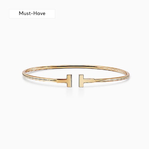 Tiffany T Narrow Wire Bracelet in Yellow Gold