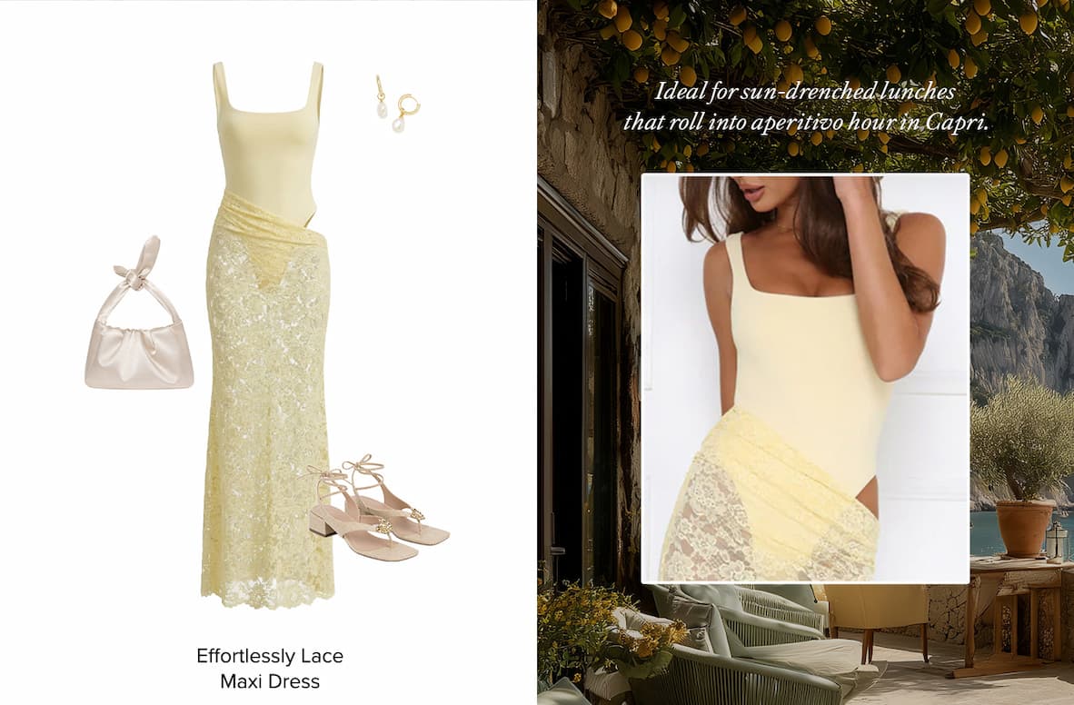 Effortlessly Lace Maxi Dress Yellow