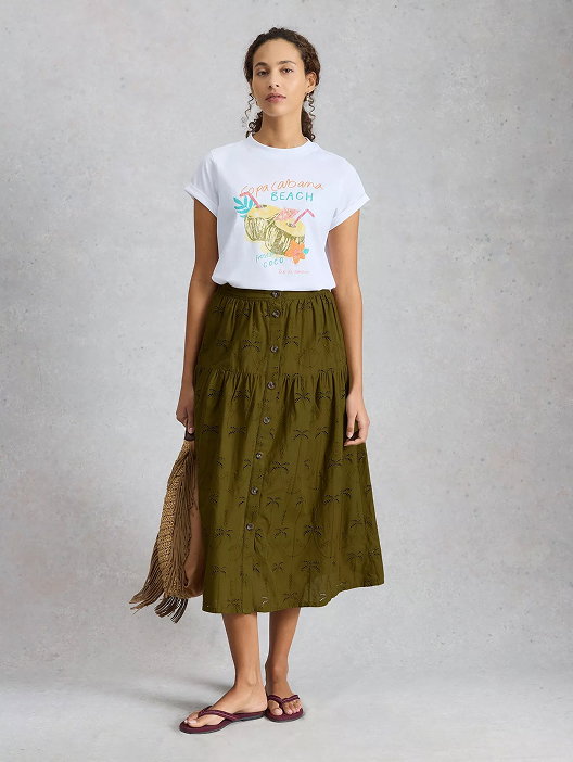 Shop Ruben Broderie Midi Skirt
