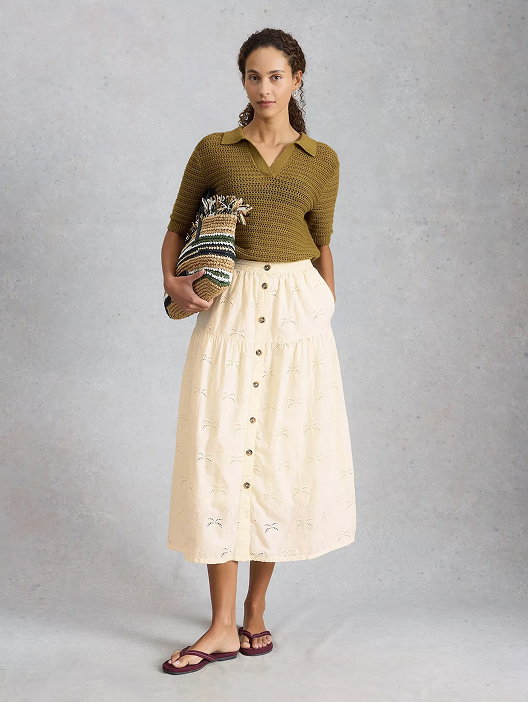 Shop Ruben Broderie Midi Skirt
