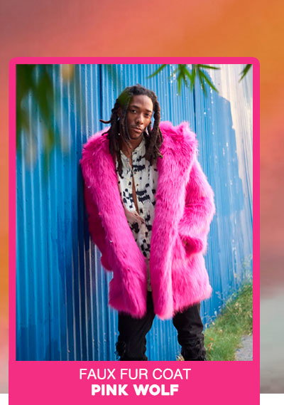 Classic Men's Faux Fur Coat | Pink Wolf