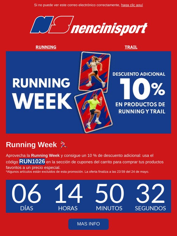 🏃🏻‍♂️ Descuento Adicional 10% - Running Week