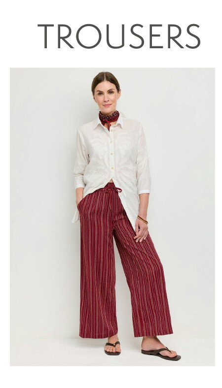 Striped Linen Blend Trousers