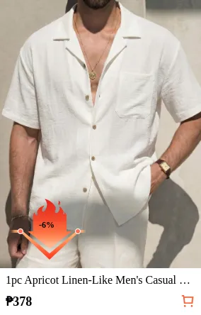 1pc Apricot Linen-Like Men s...