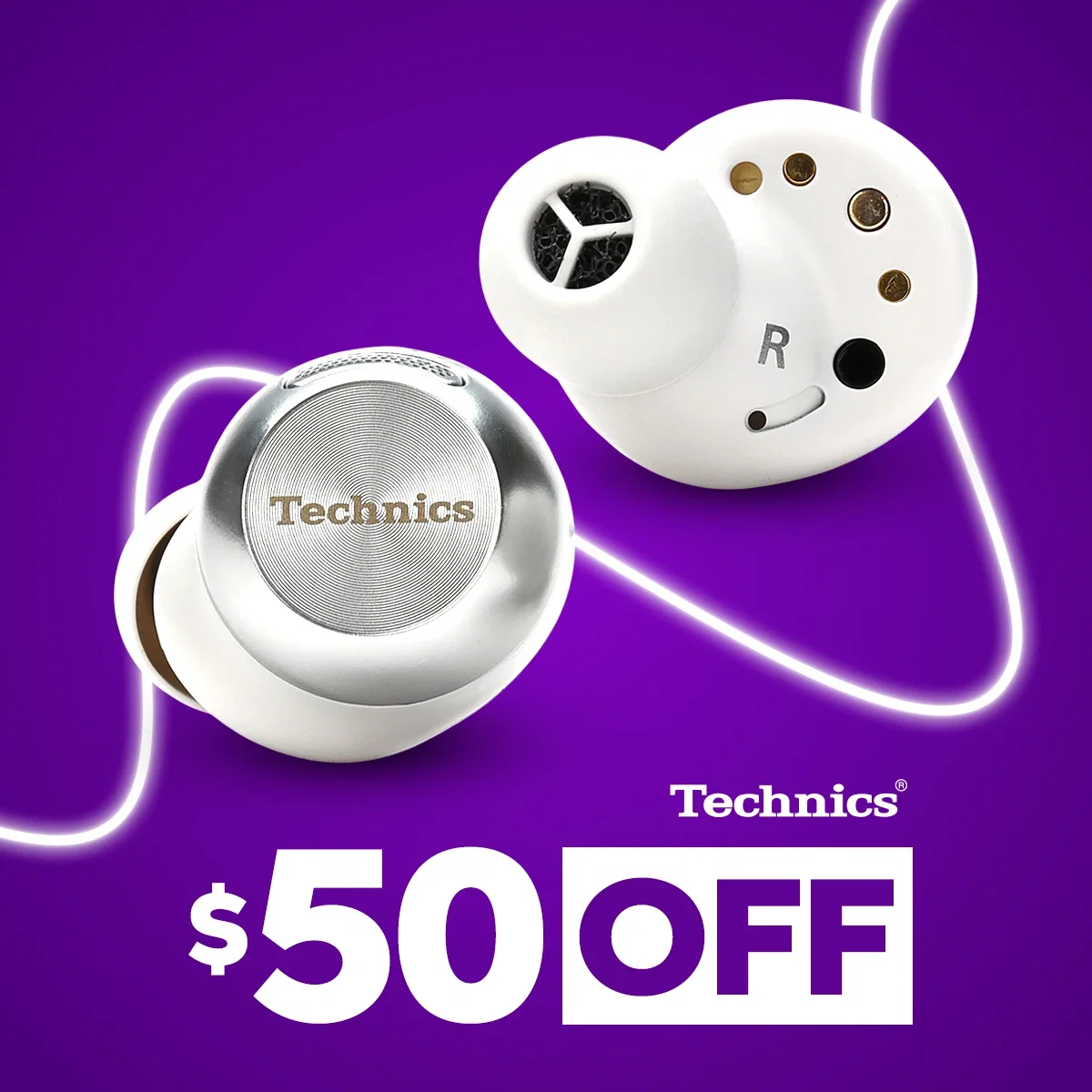 $50 Off Technics AZ100 True Wireless Earbuds - Silver
