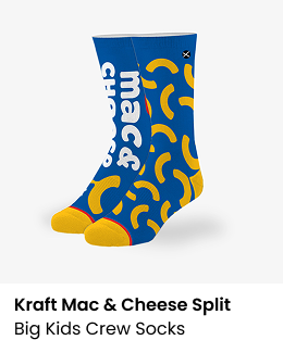 Kraft Mac & Cheese Split Big Kids Crew Socks