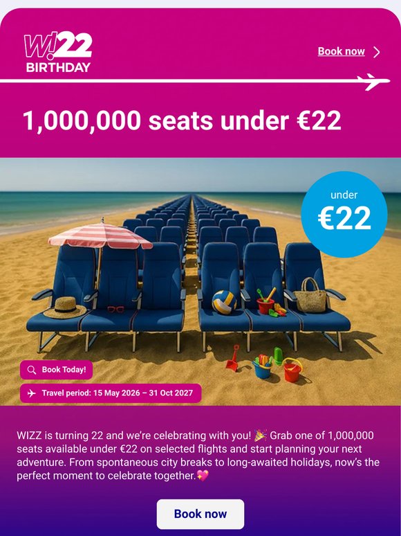 Final hours 🚨 1,000,000 seats under €22