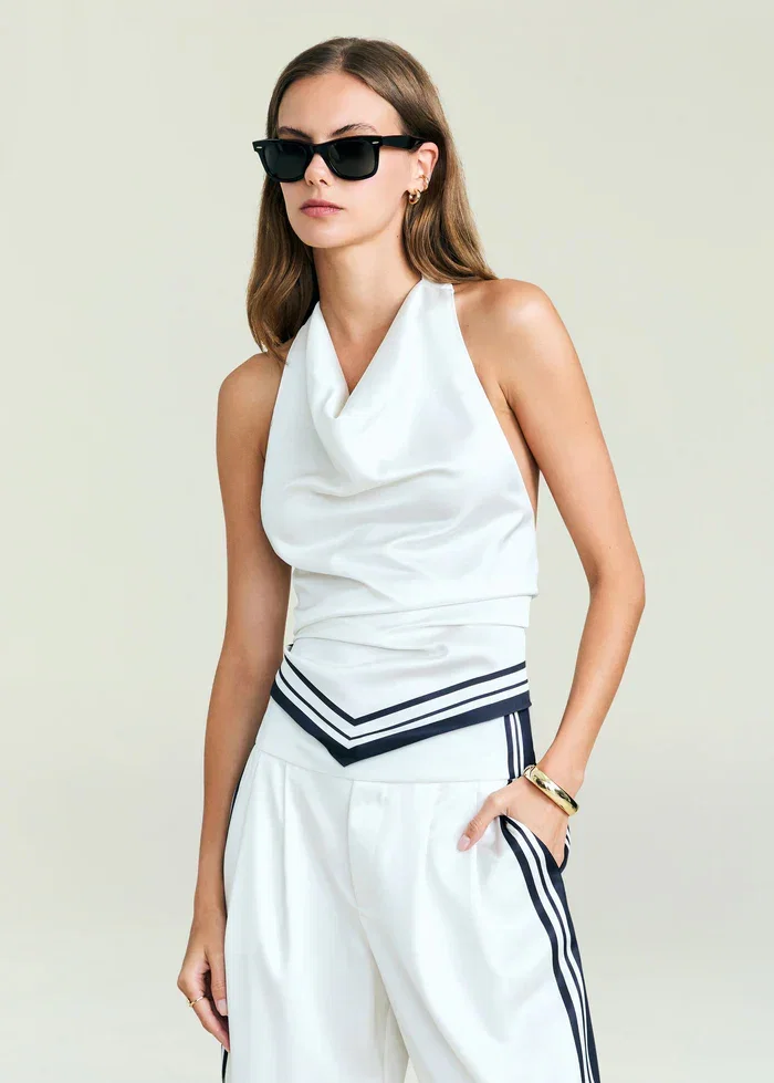 Image of  Nicola Top - Navy Tile Print