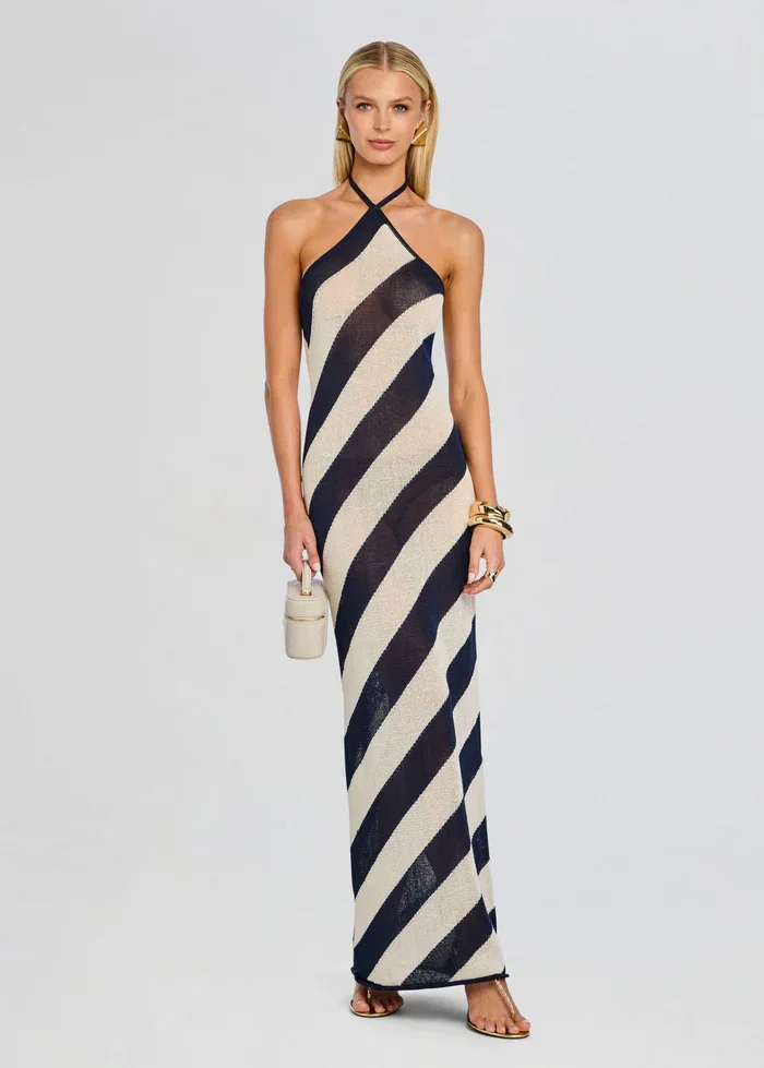 Image of  Dree Knit Maxi Dress - Navy/Eggshell