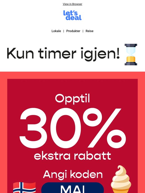 SEKS timer igjen ⌛ Opptil 30% ekstra rabatt med koden MAI