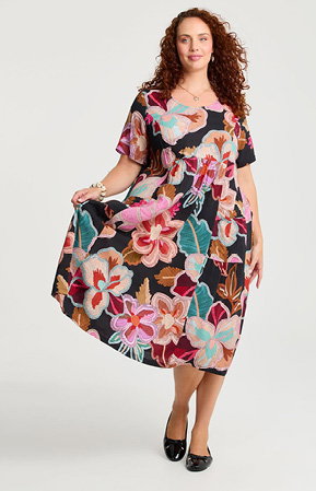 NATURAL POCKET MIDI DRESS