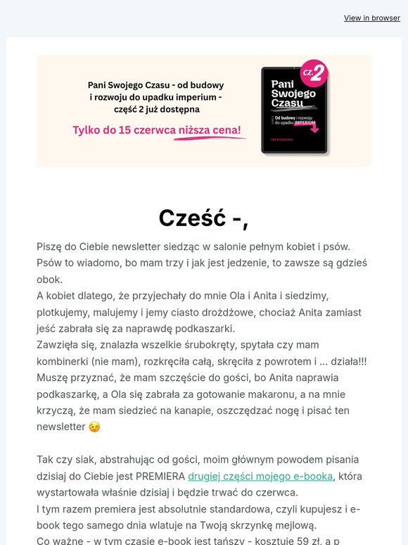 E-book, goście i podkaszarka