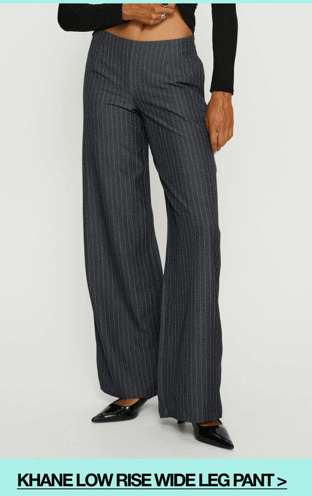 Khane Low Rise Wide Leg Pant Charcoal Pinstripe