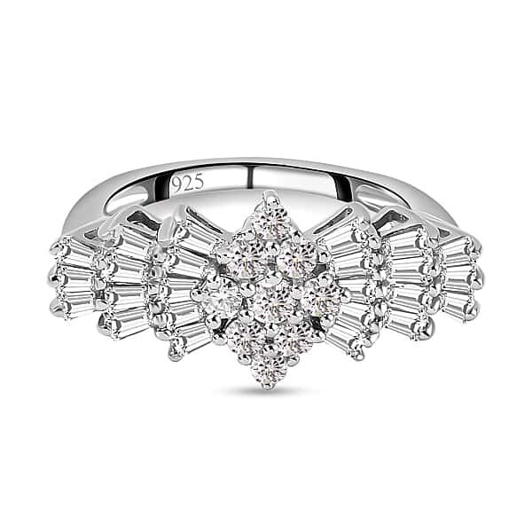 Moissanite Ballerina Ring in Platinum Plated