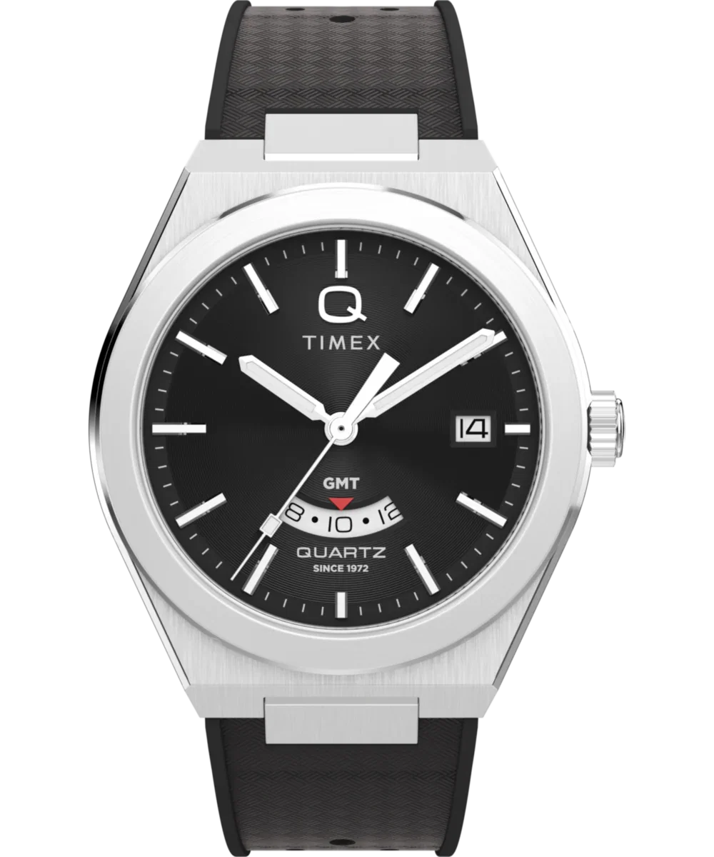 Image of Q Timex Continental GMT 39mm Synthetic Rubber Watch