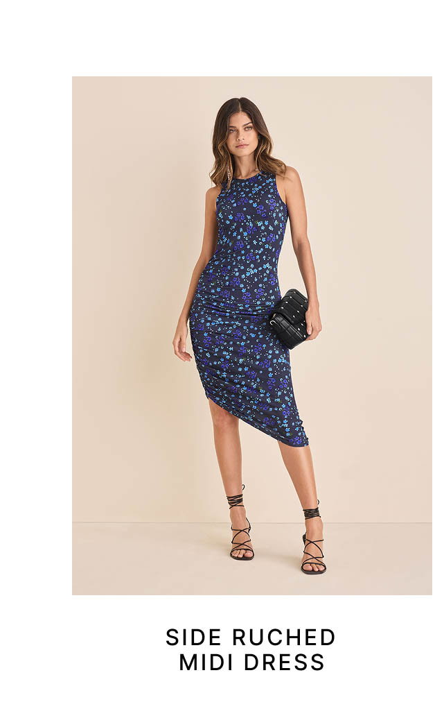Side Ruched Midi Dress