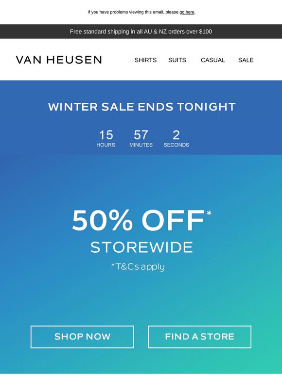 Final Hours: 50% Off Storewide