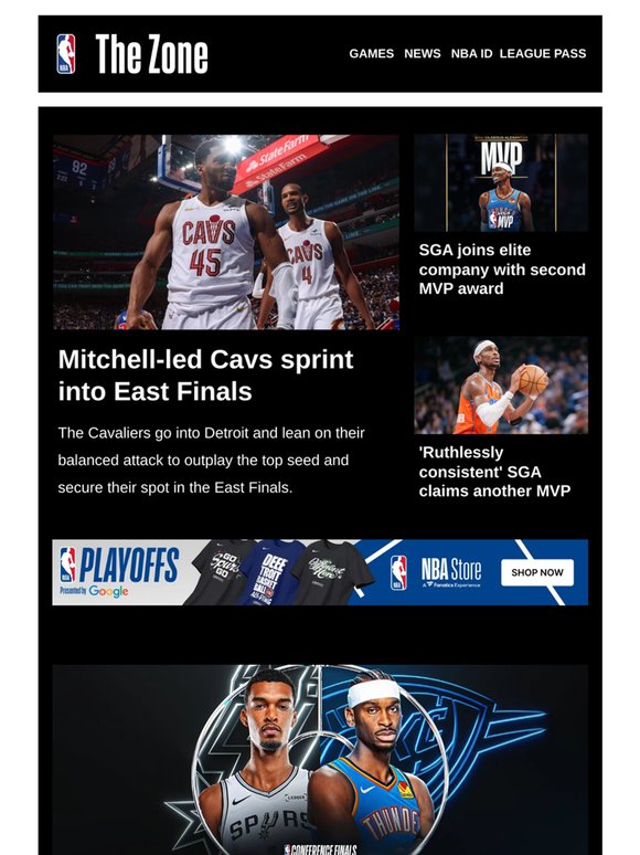 Mitchell-led Cavs sprint into East Finals | SGA joins elite company with second MVP award