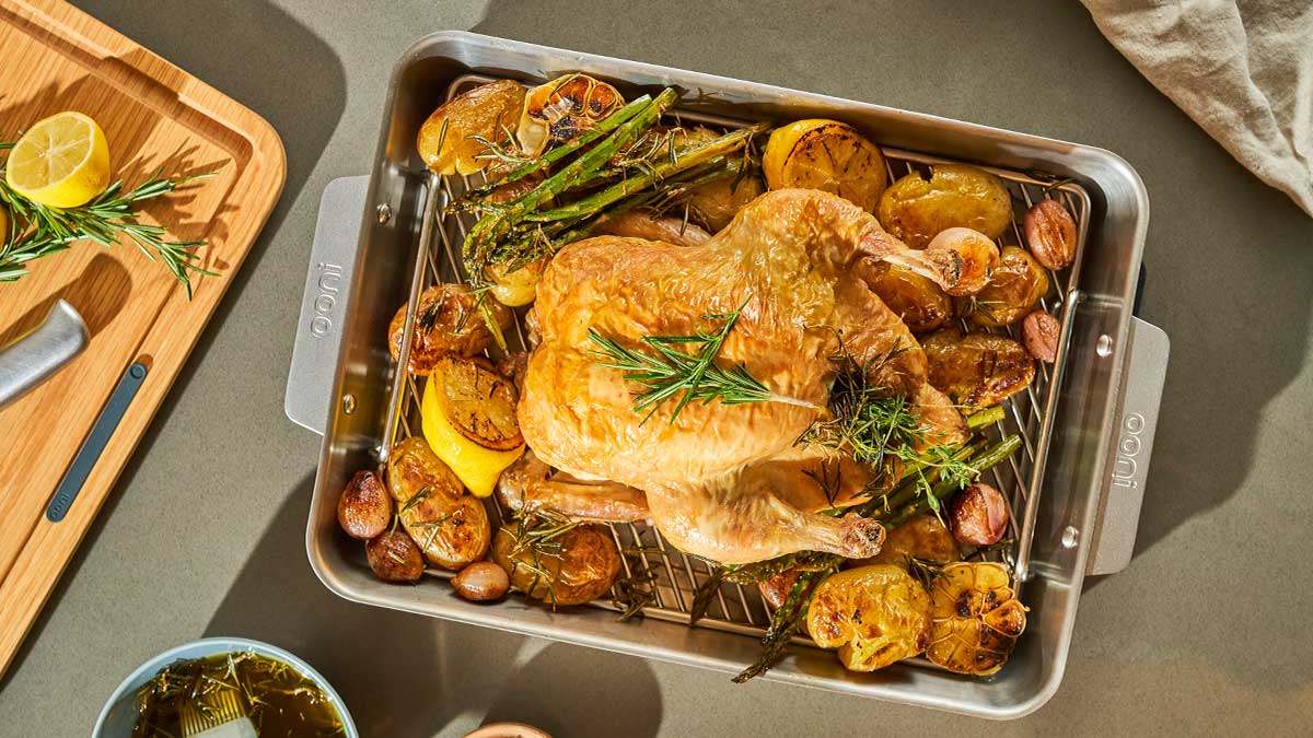 Charcoal-roasted Chicken and Root Vegetables
