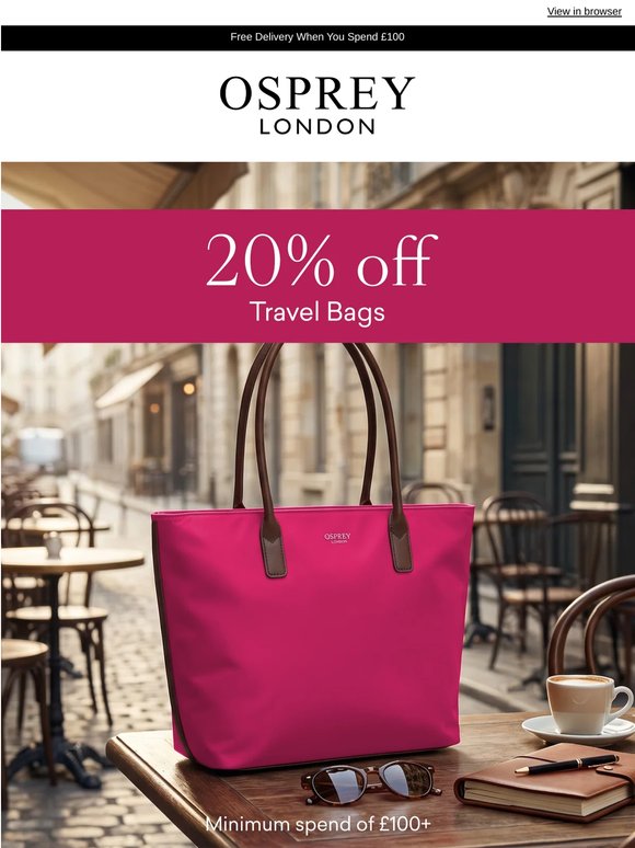 Your Next Travel Bag, Now 20% Off