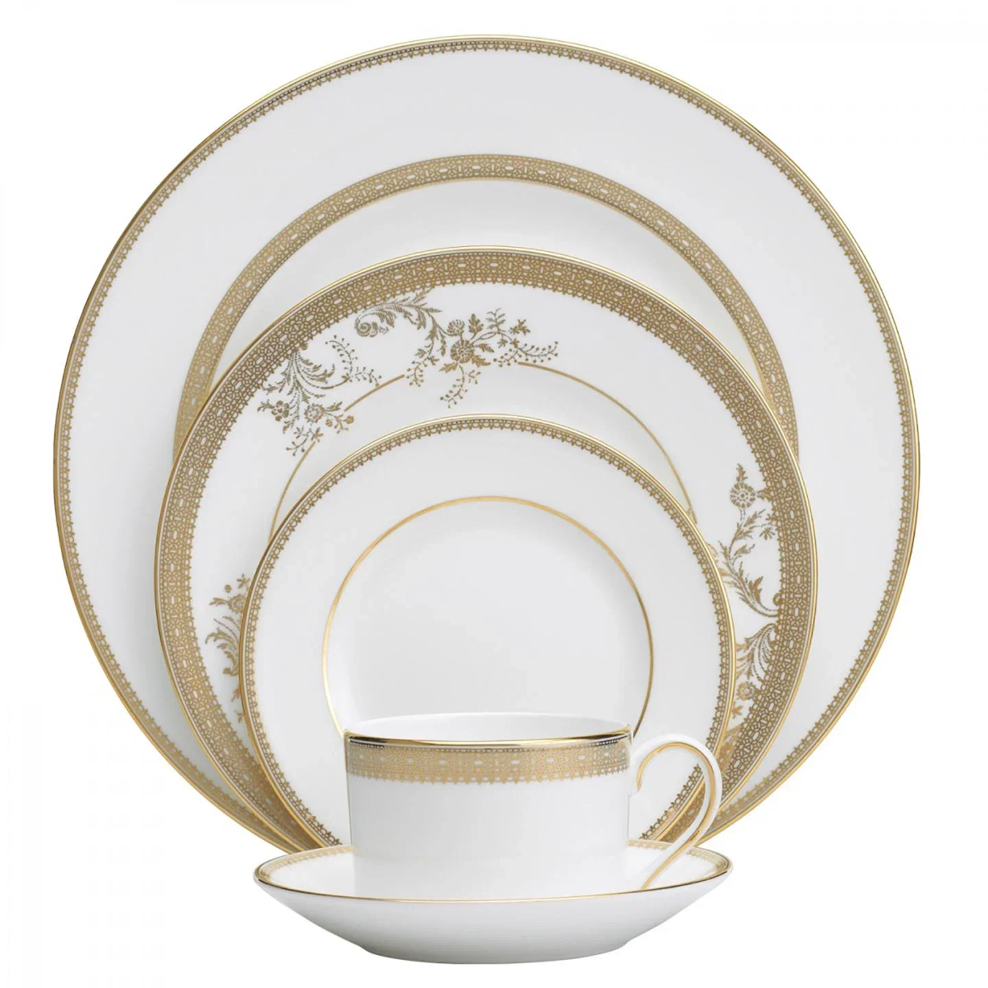 Vera Lace Gold 5-Piece Place Setting