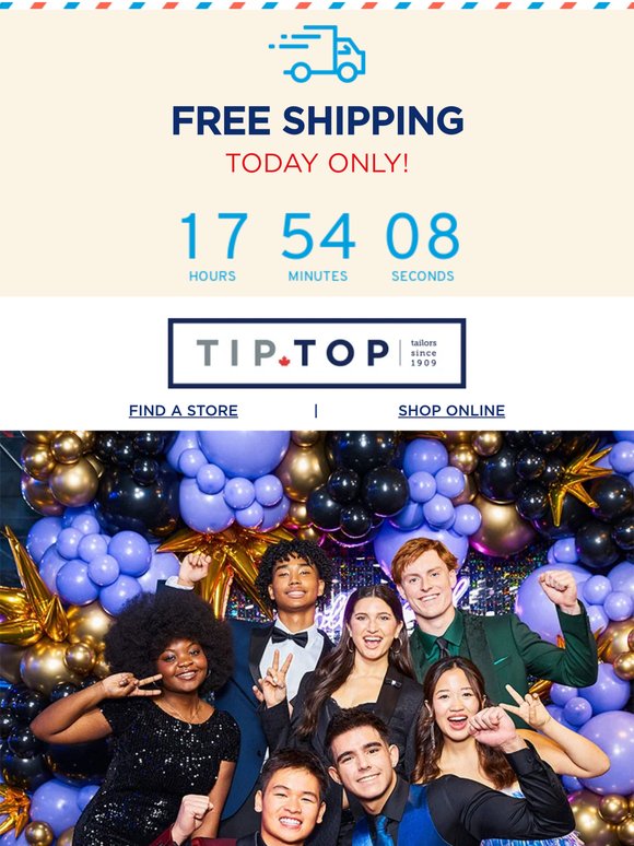 Free shipping on ALL orders! One day only