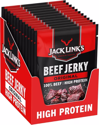 Jack Link's Beef Jerky, Original Flavour High Protein, 12 x 25g