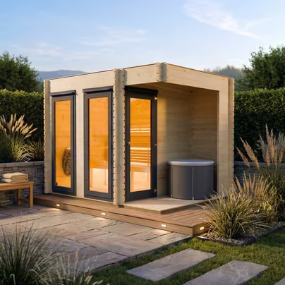 Novi Outdoor Sauna With Small Veranda & Free Paint - W/Code