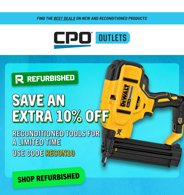 Outlets Refurbished Tools Coupon