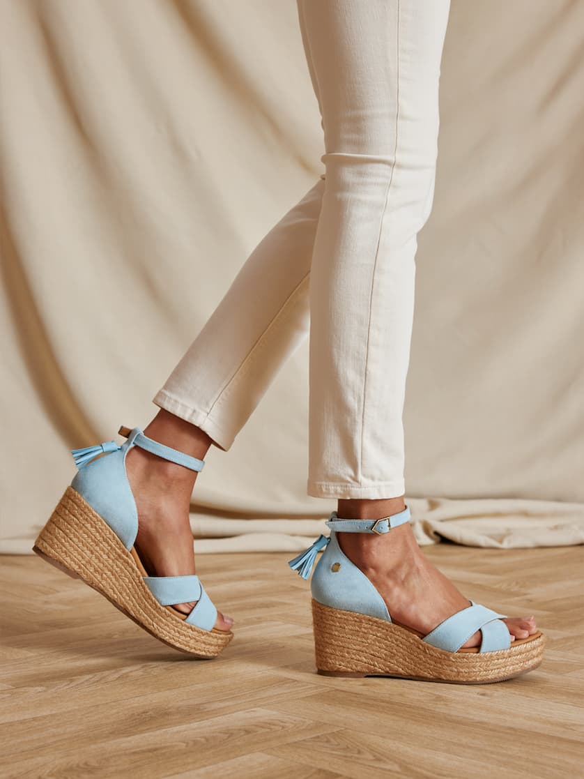 Valencia Sky Blue Mid Wedges