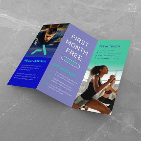 An open brochure promoting a fitness studio.