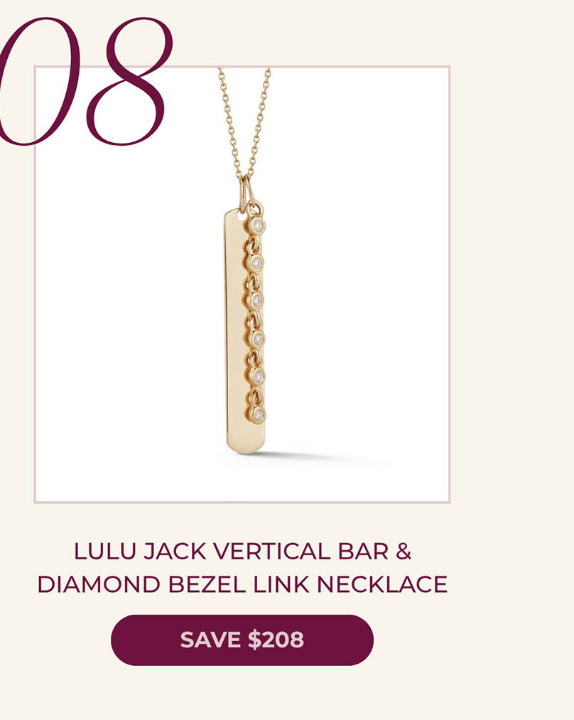 08 LULU JACK VERTICAL BAR & DIAMOND BEZEL LINK NECKLACE | SAVE $208