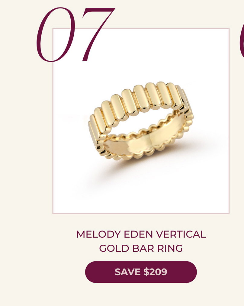 07 MELODY EDEN VERTICAL GOLD BAR RING | SAVE $209