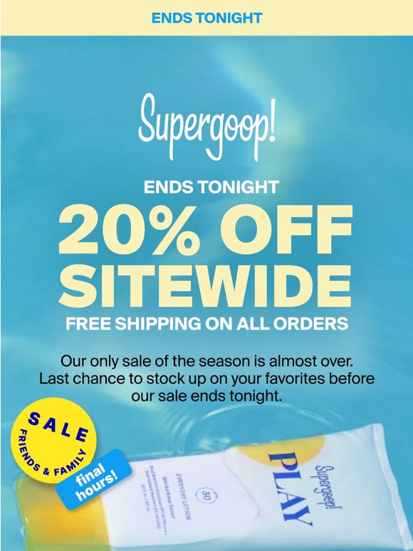 FINAL HOURS: 20% off sitewide + FREE shipping on all orders!