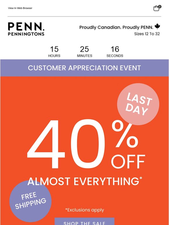 Last Day for 40% OFF + FREE SHIPPING*