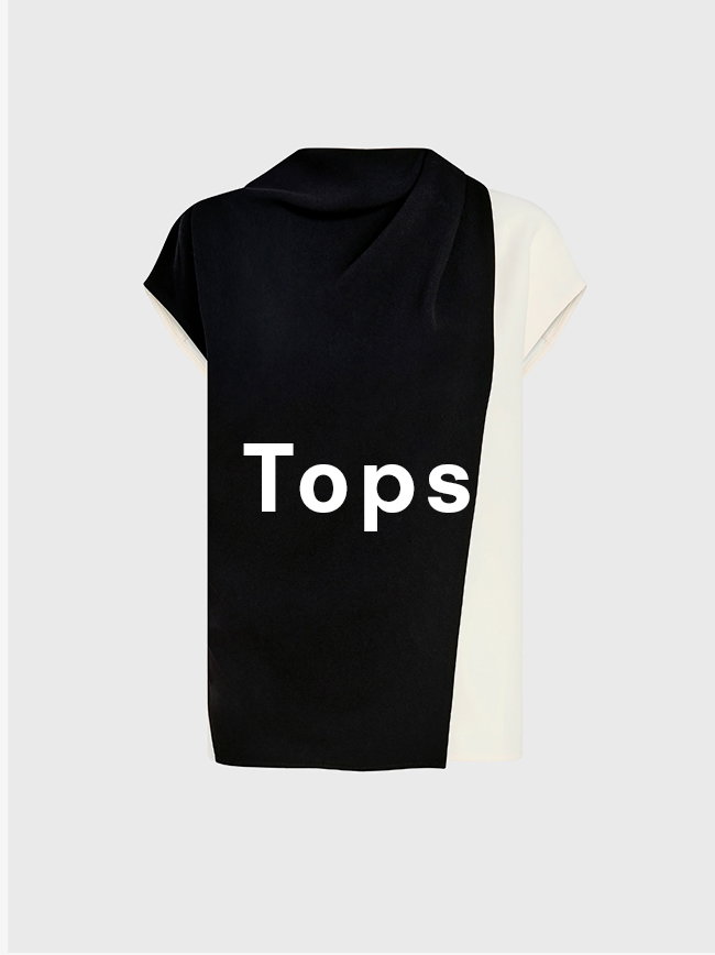 Elsa Top in Matte Double Crepe in Black Multi, 'Tops' overlaid