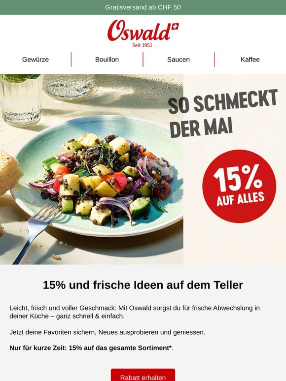 15% auf alles - leicht & frisch geniessen!
