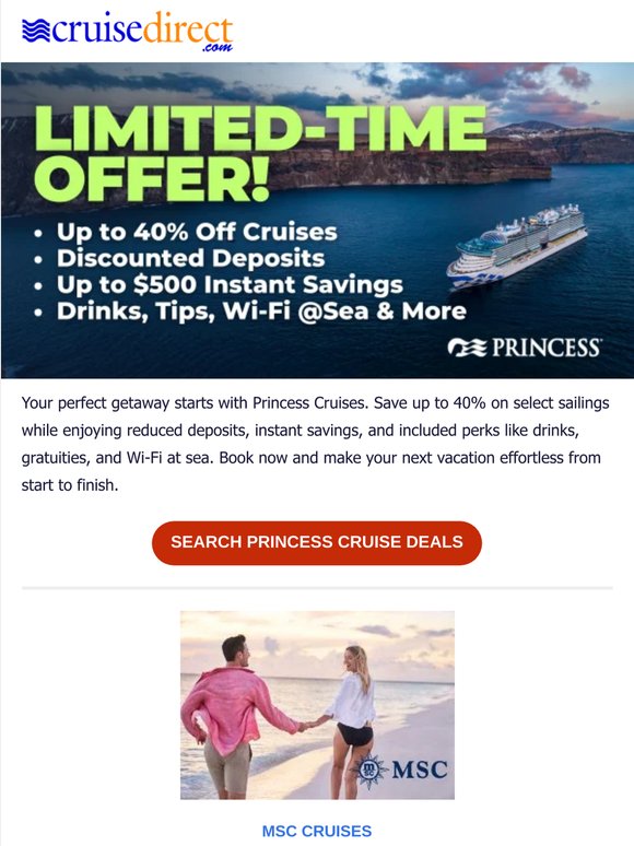 Princess Cruise Deals from $62/Night