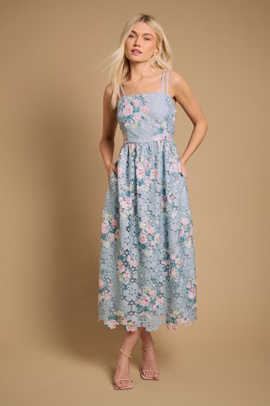 Lace Fit and Flare Midaxi Dress