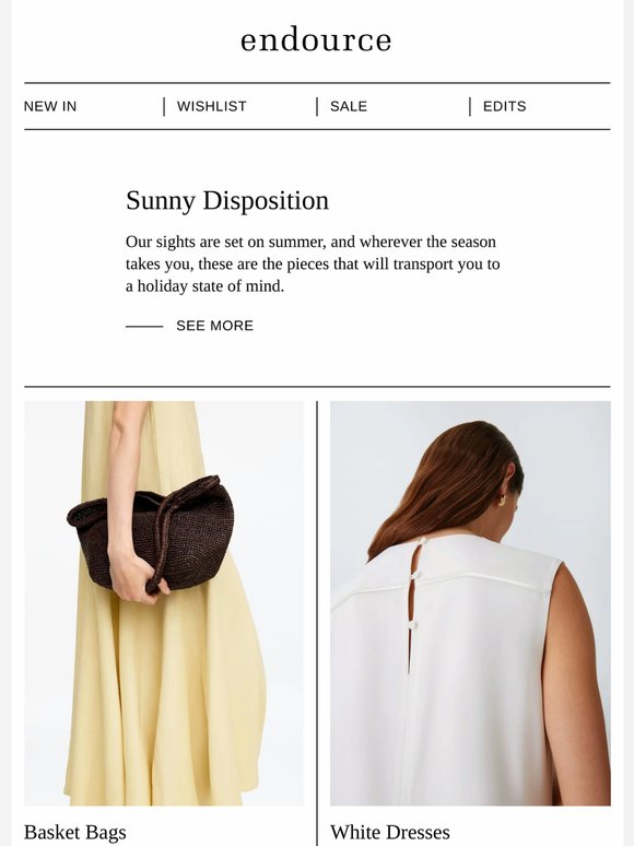 Basket bags, white dresses, swimsuits and flat sandals