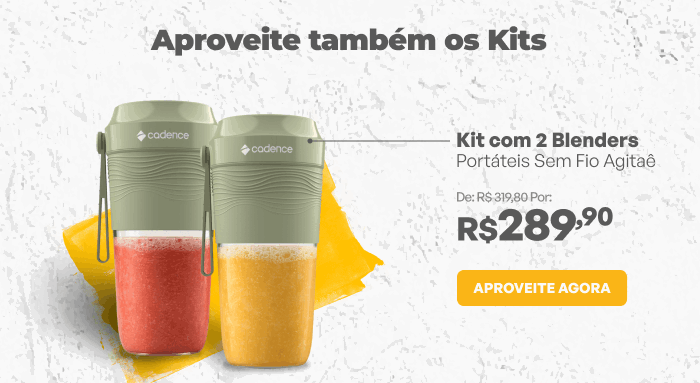 Kit com 2 Blenders Portáteis Sem Fio Agitaê Cadence