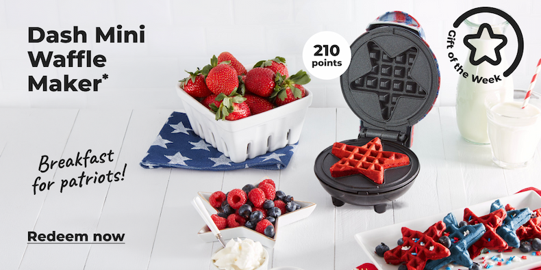 [Gift of the Week] Breakfast for patriots! Dash Mini Waffle Maker* (with 210 points) - Redeem now