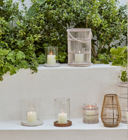 Whitewashed Bamboo Lantern