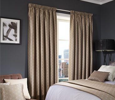 Luxury Deco Tape Top Curtains Biscuit Shard