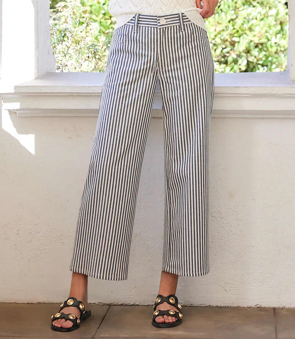 Image of Stripe Cropped Jeans