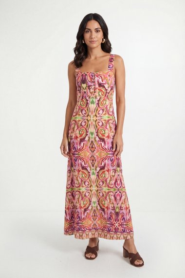Tropical Button Maxi Dress